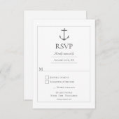 Cartons Réponse Mariage d'Ancres nautiques simple | Blanc (Devant / Derrière)