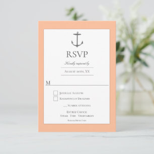 Cartons Réponse Mariage d'Ancres nautiques simple Pêche