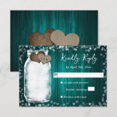 Cartons Réponse Mariage dans un pot Mason en bois de teal (Devant / Derrière)