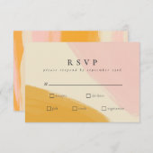 Cartons Réponse Mariage d'aquarelle Abstraite rose et orange (Devant / Derrière)