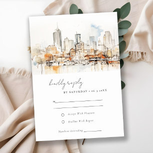 Cartons Réponse Mariage d'aquarelle Atlanta Georgia Landscape