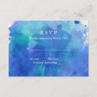 Cartons Réponse Mariage d'aquarelle bleu