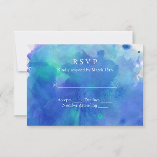 Cartons Réponse Mariage d'aquarelle bleu (Devant)