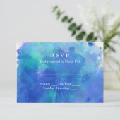 Cartons Réponse Mariage d'aquarelle bleu (Debout devant)