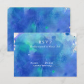 Cartons Réponse Mariage d'aquarelle bleu (Devant / Derrière)