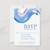 Cartons Réponse Mariage d'aquarelle bleu Art Abstrait contemporain (Devant)