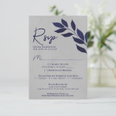 Cartons Réponse Mariage d'aquarelle bleu et gris de la marine Feui (Debout devant)