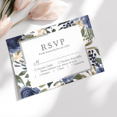 Cartons Réponse Mariage d'aquarelle bleu marine