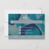 Cartons Réponse Mariage d'aquarelle Blue Pentagons (Devant)