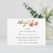 Cartons Réponse Mariage d'aquarelle carnation rose et vert (Debout devant)