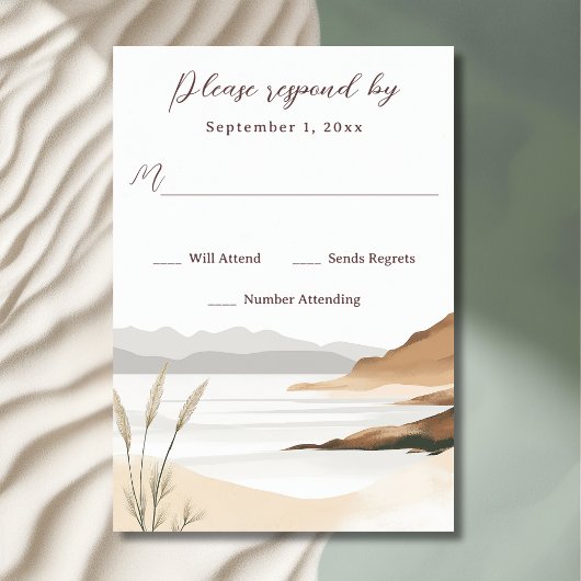 Cartons Réponse Mariage d'aquarelle Coastal Chic Beach