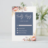 Cartons Réponse Mariage d'aquarelle couleur bleu et rose pâle (Debout devant)