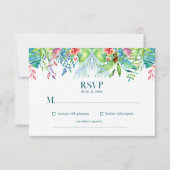 Cartons Réponse Mariage d'aquarelle de fleurs tropicales (Devant)