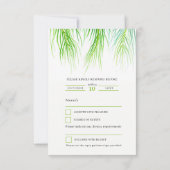 Cartons Réponse Mariage d'aquarelle de frondes tropicales (Dos)