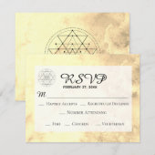Cartons Réponse *~* Mariage d'aquarelle de géométrie sacrée jaune  (Devant / Derrière)