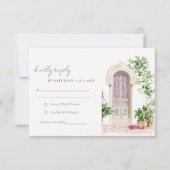 Cartons Réponse Mariage d'aquarelle de porte marocaine tropicale (Devant)