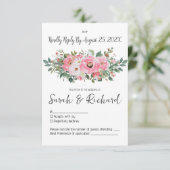 Cartons Réponse Mariage d'aquarelle de printemps rose (Debout devant)