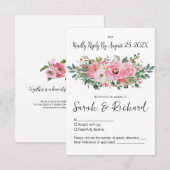 Cartons Réponse Mariage d'aquarelle de printemps rose (Devant / Derrière)
