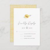 Cartons Réponse Mariage d'aquarelle de tournesol jaune (Devant / Derrière)