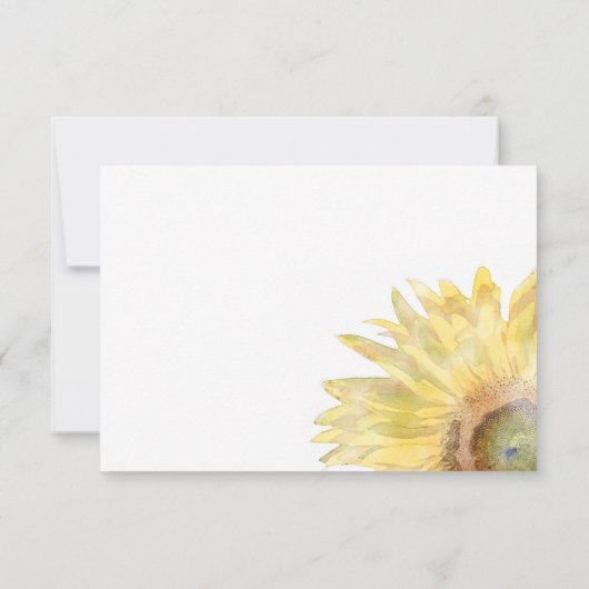 Cartons Réponse Mariage d'aquarelle des tournesols jaunes (Dos)