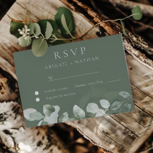 Cartons Réponse Mariage d'aquarelle Feuille Sage Green