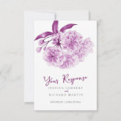 Cartons Réponse Mariage d'aquarelle fleurie de printemps violet RS (Dos)
