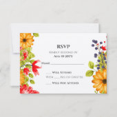 Cartons Réponse Mariage d'aquarelle florale brillant (Devant)