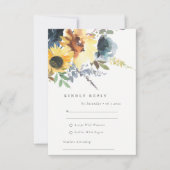 Cartons Réponse Mariage d'aquarelle florale de tournesol de la Mar (Devant)