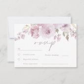 Cartons Réponse Mariage d'aquarelle florale Mauve Blush Dusty (Devant)