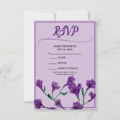 Cartons Réponse Mariage d'aquarelle florale pourpre (Devant)