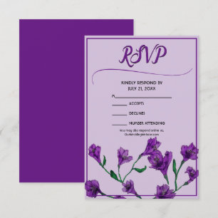 Cartons Réponse Mariage d'aquarelle florale pourpre