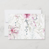 Cartons Réponse Mariage d'aquarelle florale rose gris (Dos)