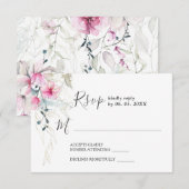 Cartons Réponse Mariage d'aquarelle florale rose gris (Devant / Derrière)