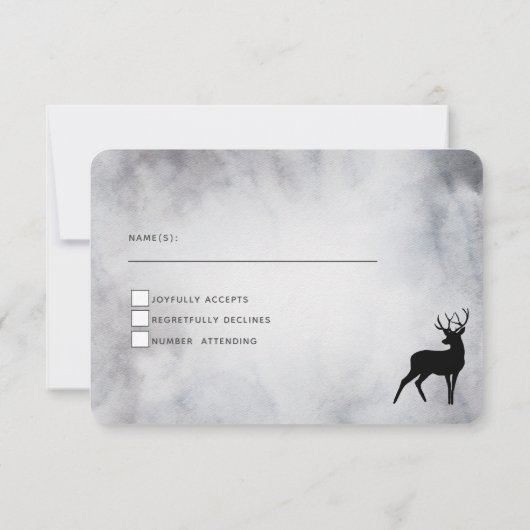 Cartons Réponse Mariage d'aquarelle gris-rustique (Dos)