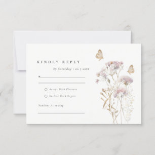 Cartons Réponse Mariage d'aquarelle Lilac Fleur sauvage Fern Folia