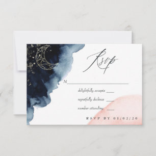 Cartons Réponse Mariage d'aquarelle marine et bleu