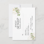 Cartons Réponse Mariage d'aquarelle moderne blanc et vert (Devant)