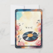 Cartons Réponse mariage d'aquarelle musicale florale (Dos)