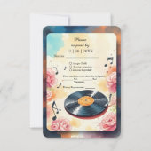 Cartons Réponse mariage d'aquarelle musicale florale (Devant)