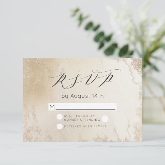 Cartons Réponse Mariage d'aquarelle Ombre jaune or givrée (Debout devant)