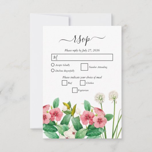 Cartons Réponse Mariage d'aquarelle périphérique fleur sauvage (Devant)
