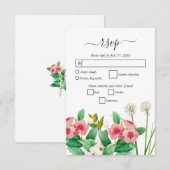 Cartons Réponse Mariage d'aquarelle périphérique fleur sauvage (Devant / Derrière)