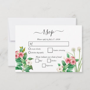 Cartons Réponse Mariage d'aquarelle périphérique fleur sauvage