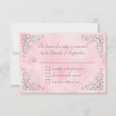 Cartons Réponse Mariage d'aquarelle rose vintage Silver (Dos)