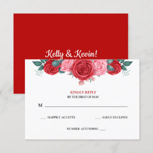 Cartons Réponse Mariage d'aquarelle rouge