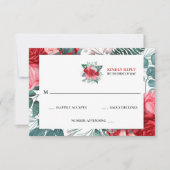 Cartons Réponse Mariage d'aquarelle rouge (Devant)