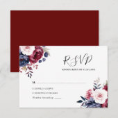 Cartons Réponse Mariage d'aquarelle rouge rousse rose pâle (Devant / Derrière)