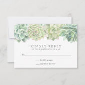 Cartons Réponse Mariage d'aquarelle vert botanique Succulent (Devant)