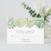 Cartons Réponse Mariage d'aquarelle vert botanique Succulent (Debout devant)