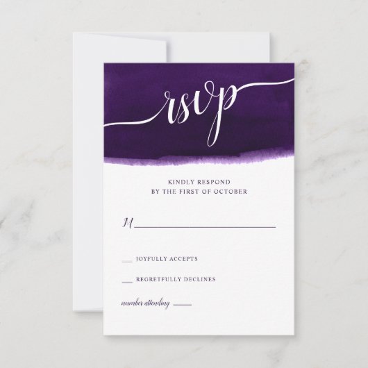 Cartons Réponse Mariage d'aquarelle violet (Devant)